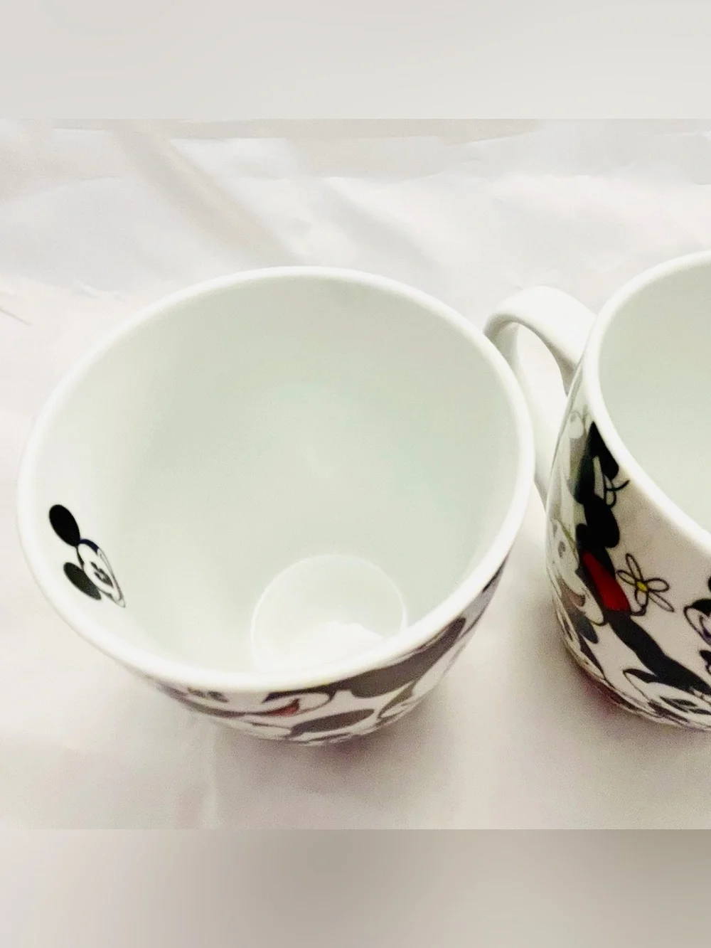Disney Set of 2 Mickey & Minnie Mouse All Over Coffee Mugs, Vintage